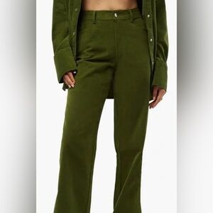 WeWoreWhat x Revolve Straight Leg Elastic Back Corduroy Pants in Basil Size XS